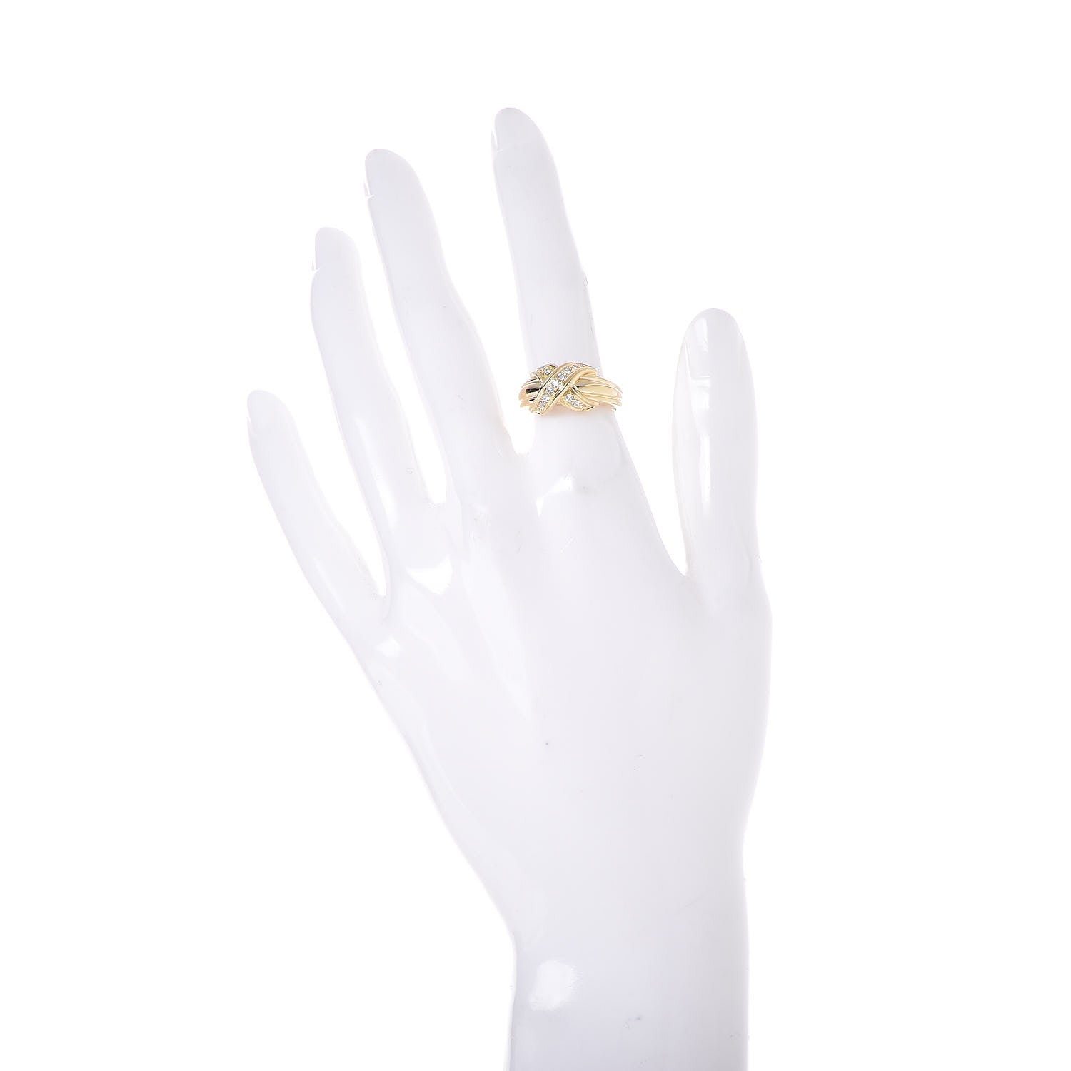Tiffany 18K Yellow Gold Diamond Signature X Ring 50 5.25 2 of 6