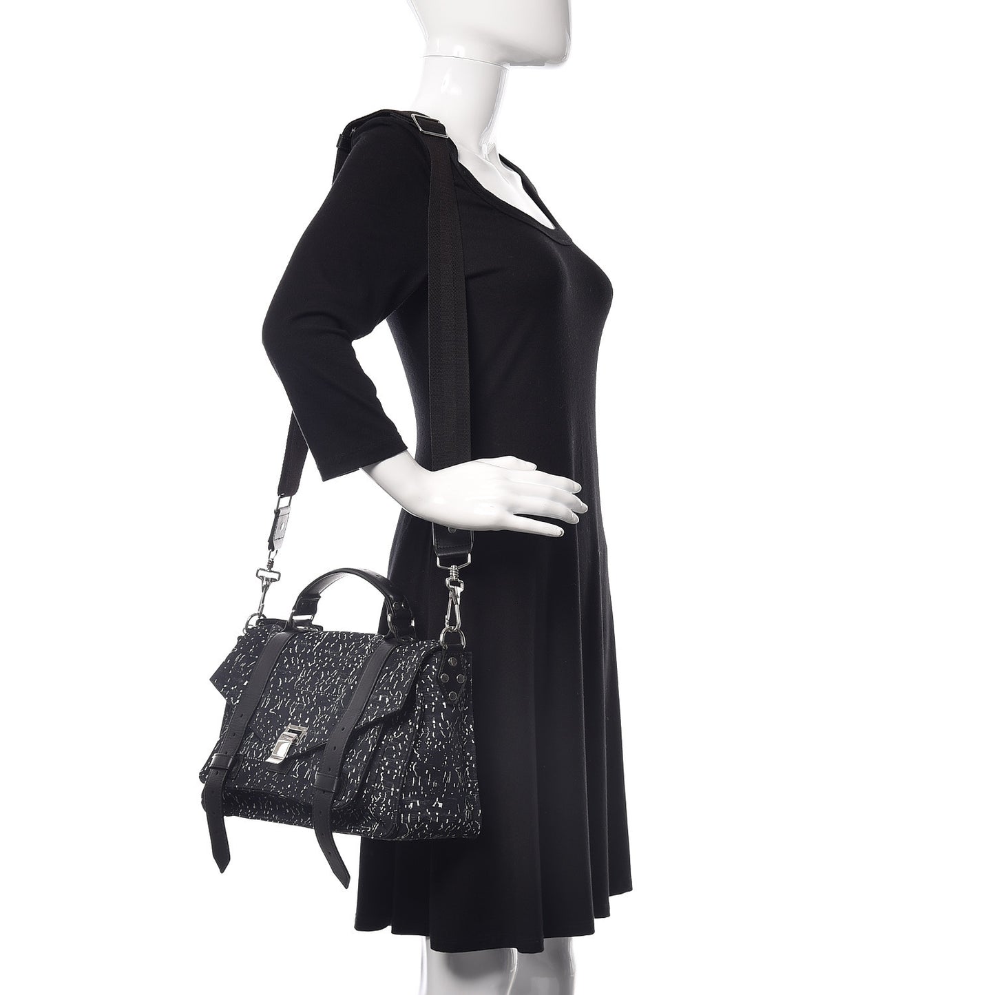 Nylon Printed Medium PS1 Satchel Black