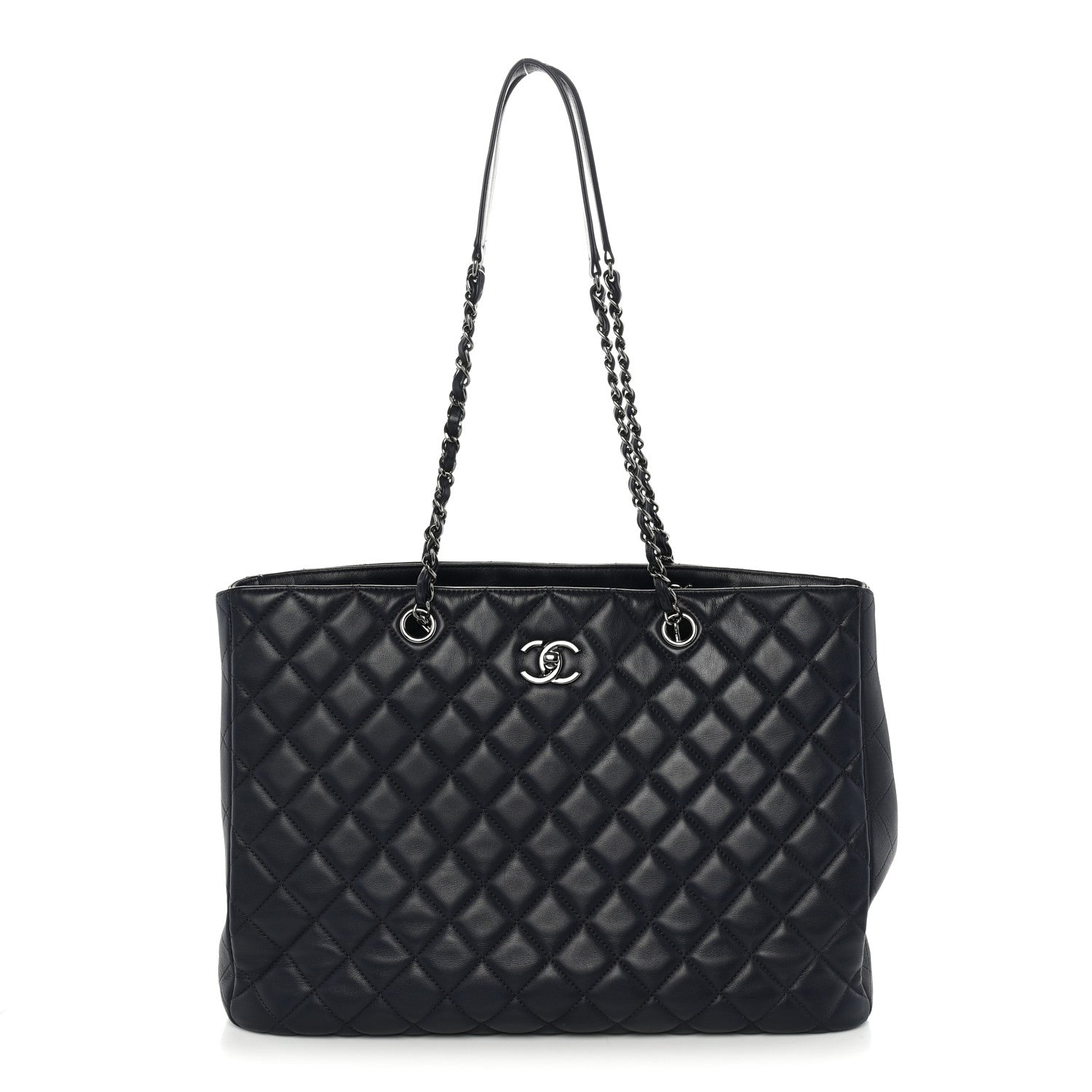 Chanel Calfskin Quilted Large CC Shopping Tote Dark Purple 1 of 11