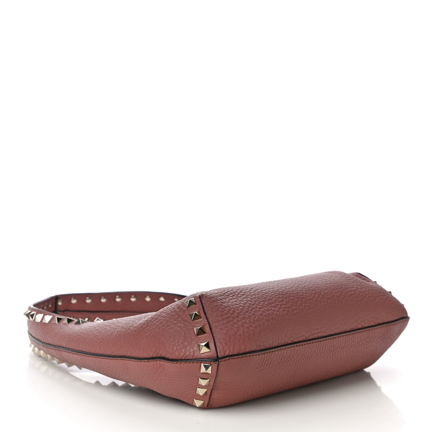 Pebbled Calfskin Small Rockstud Flip Lock Hobo Dark Nude