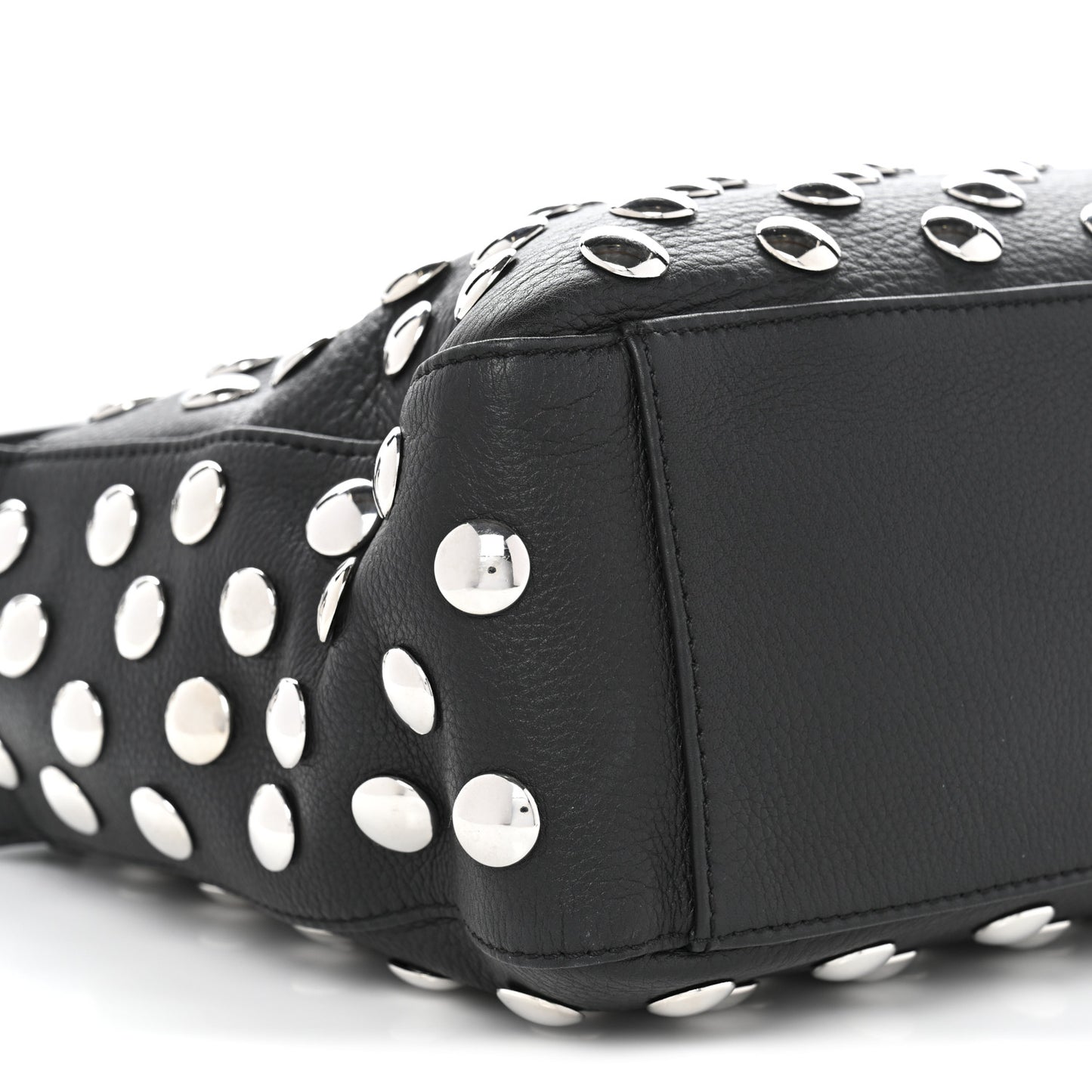 Pebbled Sport Calfskin Studded Elena Black