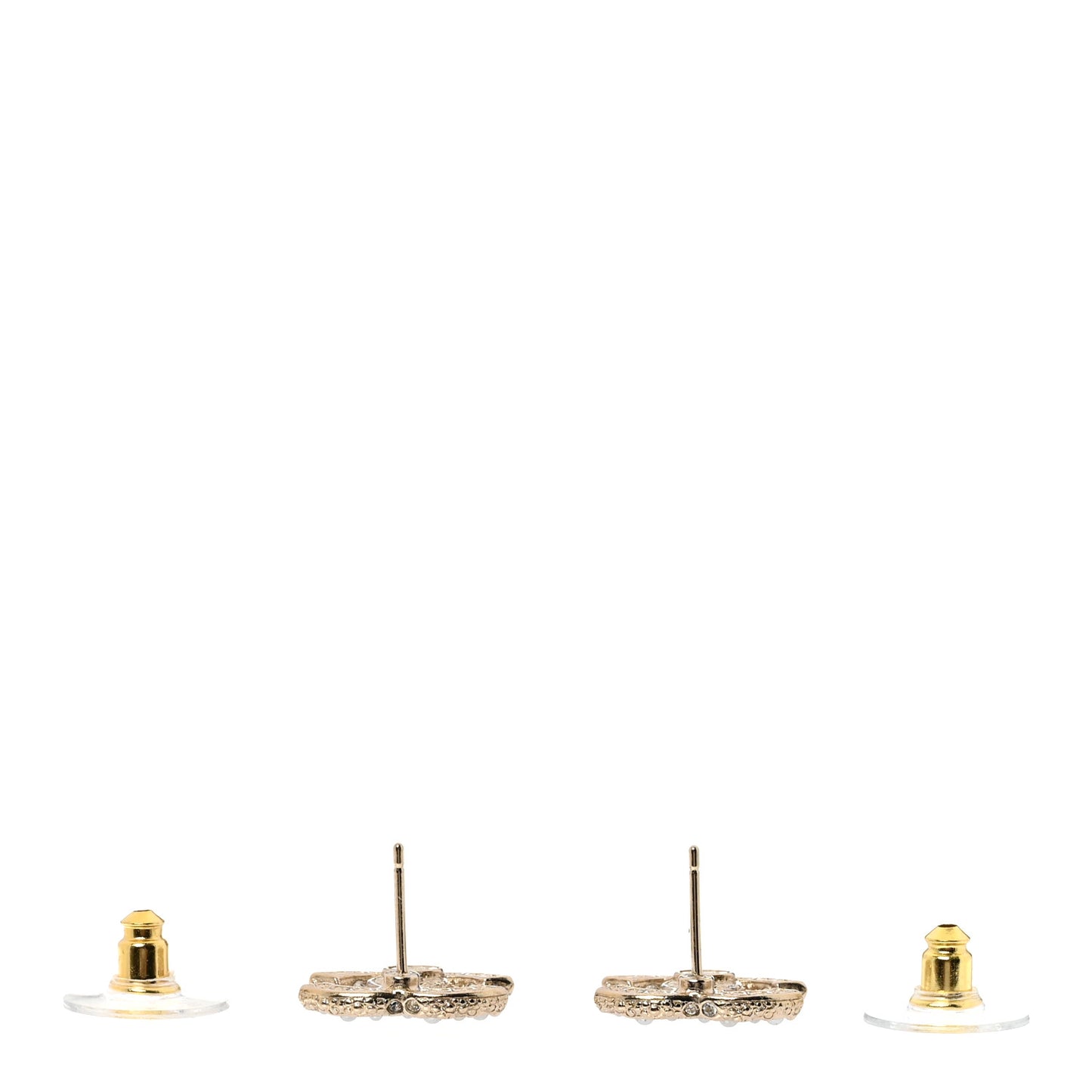 Pearl Crystal CC Earrings Light Gold