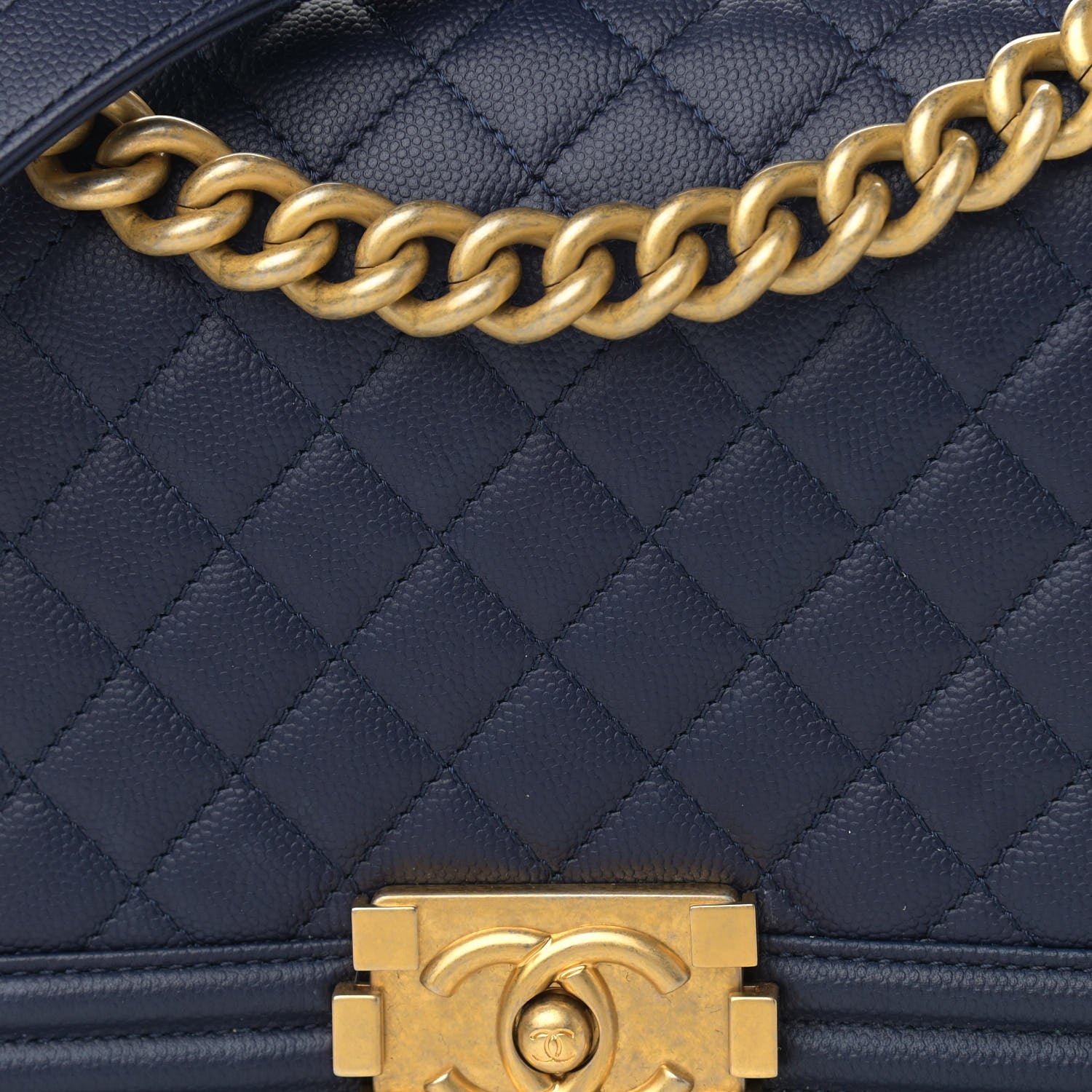 Chanel Caviar Quilted Medium Boy Flap Navy 11 of 11