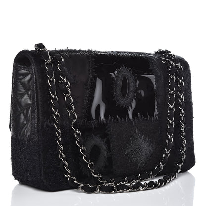Chanel Tweed Patchwork Jumbo Single Flap Black 3 of 11