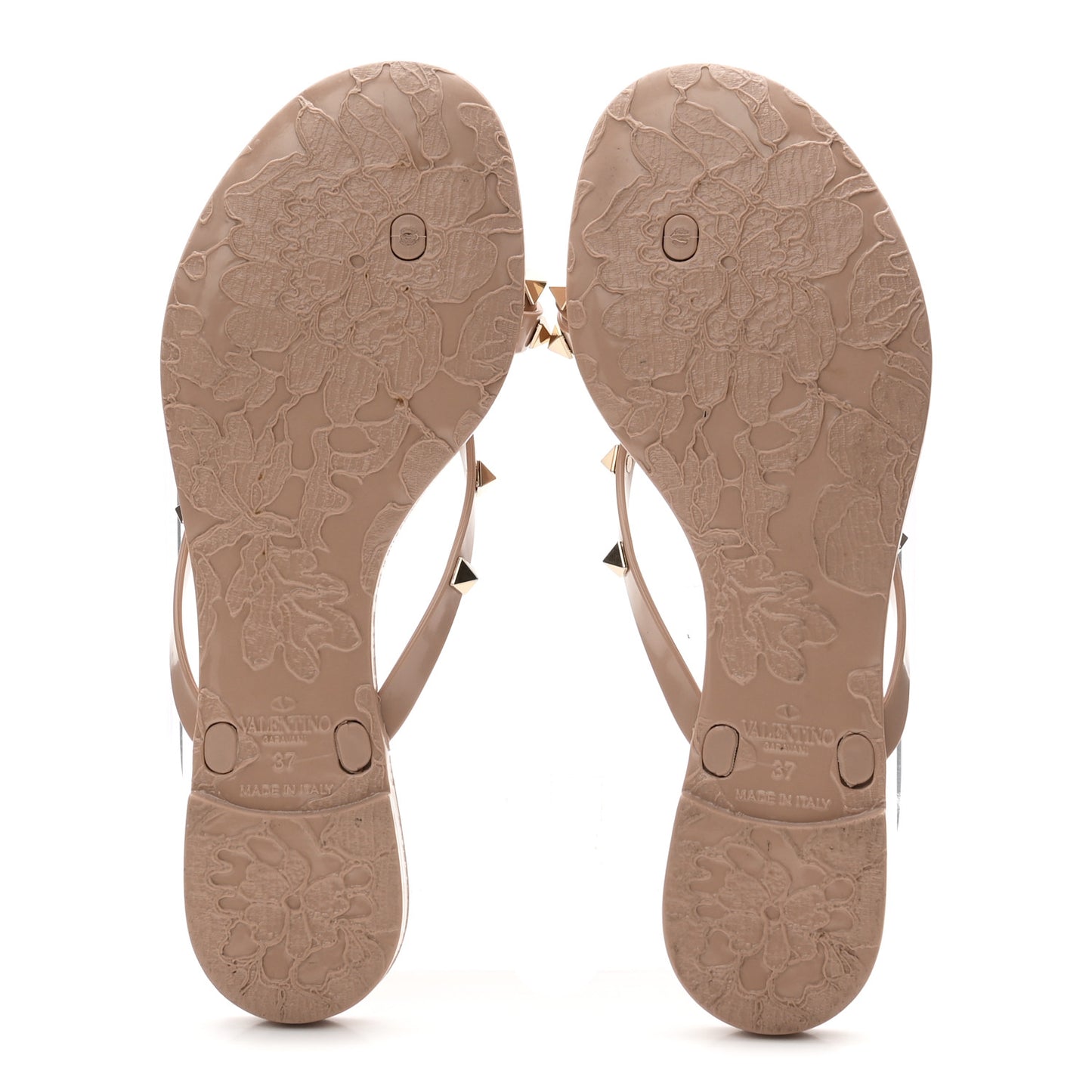 PVC Jelly Rockstud Bow Thong Sandals 37 Poudre