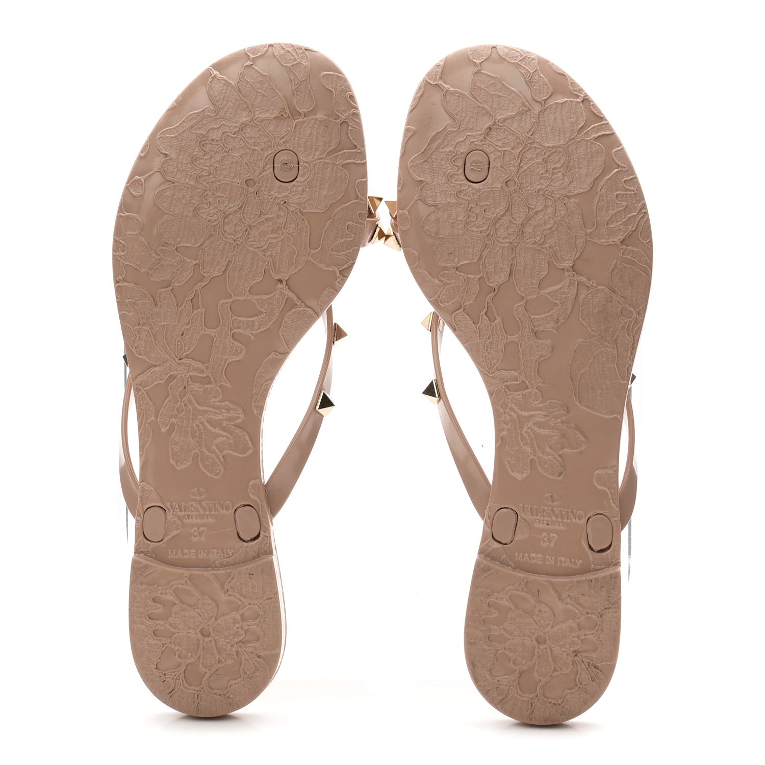 Valentino Garavani PVC Jelly Rockstud Bow Thong Sandals 37 Poudre 6 of 9
