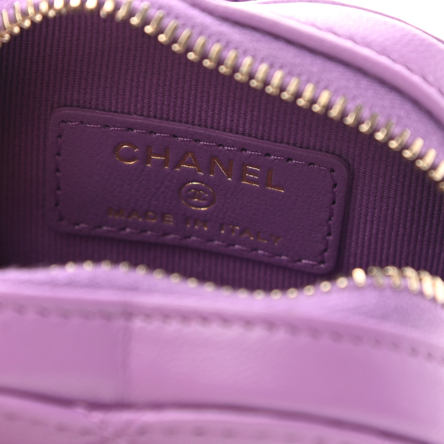 Chanel Lambskin Quilted CC In Love Heart Zipped Arm Coin Purse Purple 6 of 8