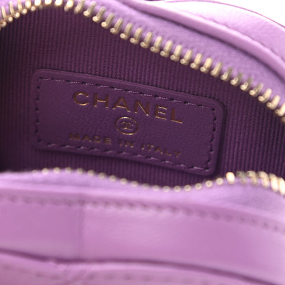Chanel Lambskin Quilted CC In Love Heart Zipped Arm Coin Purse Purple 6 of 8
