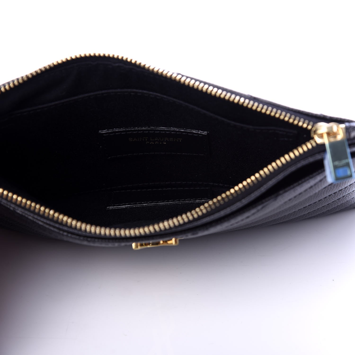 Saint Laurent Grain De Poudre Chevron Monogram Bill Pouch Black 5 of 8