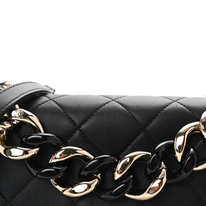 Chanel Lambskin Quilted Resin Bi-Color Chain Flap Bag Black 9 of 13
