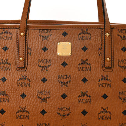MCM Visetos Medium Anya Top Zip Shopper Tote Cognac 8 of 11