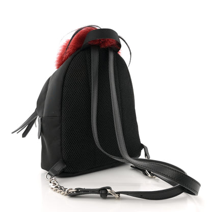 Fendi Nylon Vitello Dolce Elaphe Fox Fur Monster Eyes Backpack Black Natural Bordeaux Multicolor 3 of 13