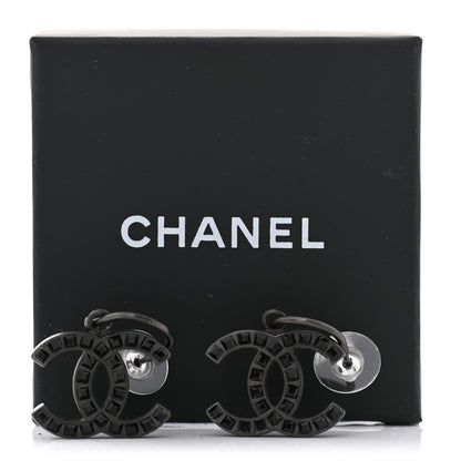 Chanel Baguette Crystal CC Dangle Earrings Black 5 of 5