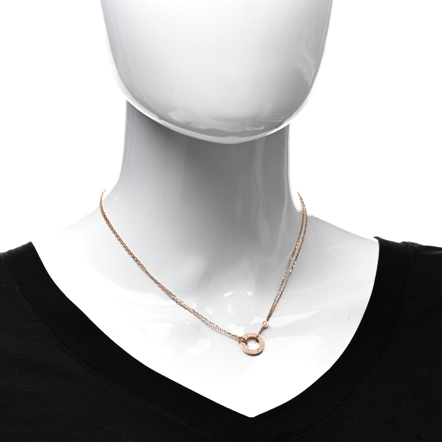 Cartier 18K Pink Gold 2 Diamond LOVE Necklace 2 of 4