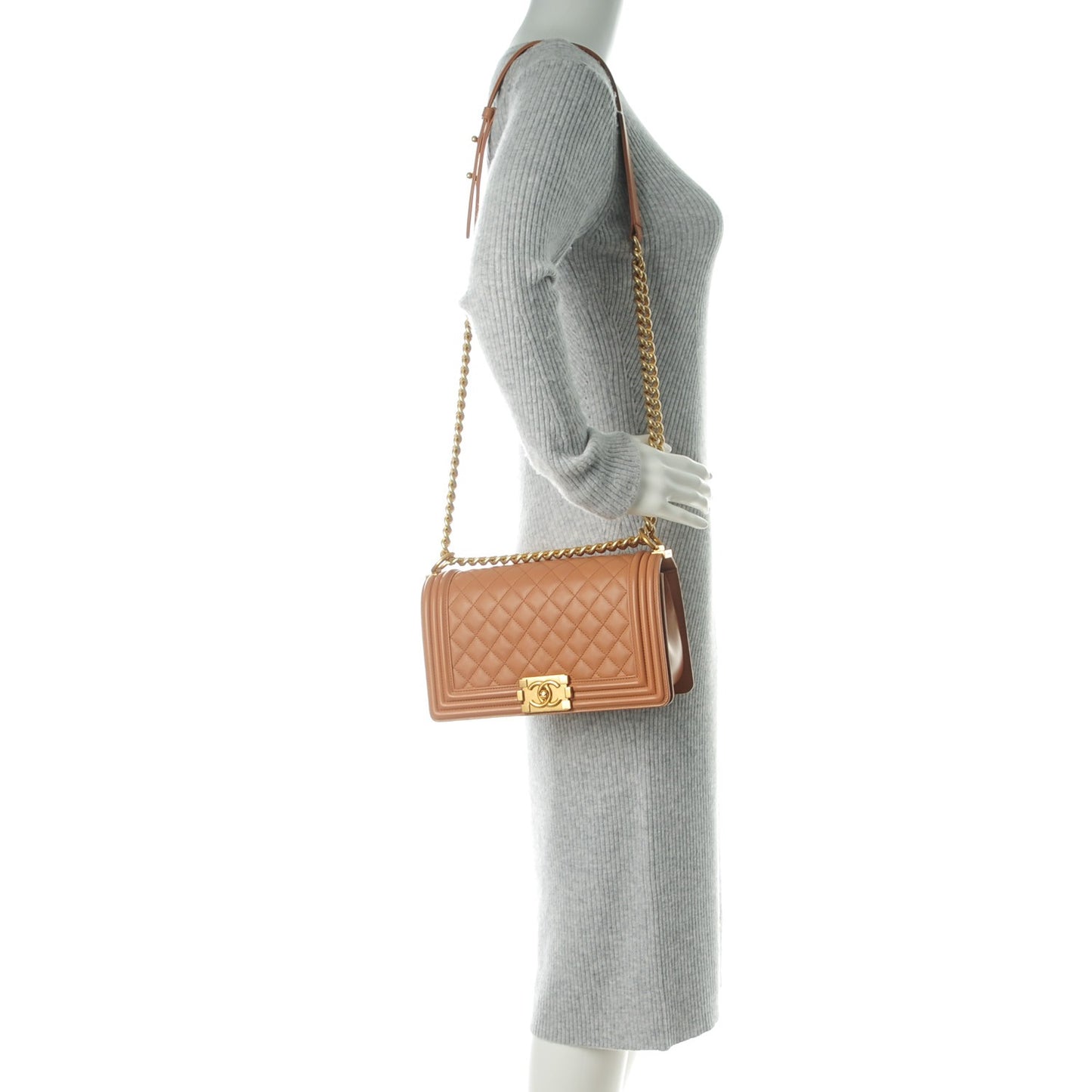 Lambskin Quilted Medium Boy Flap Camel