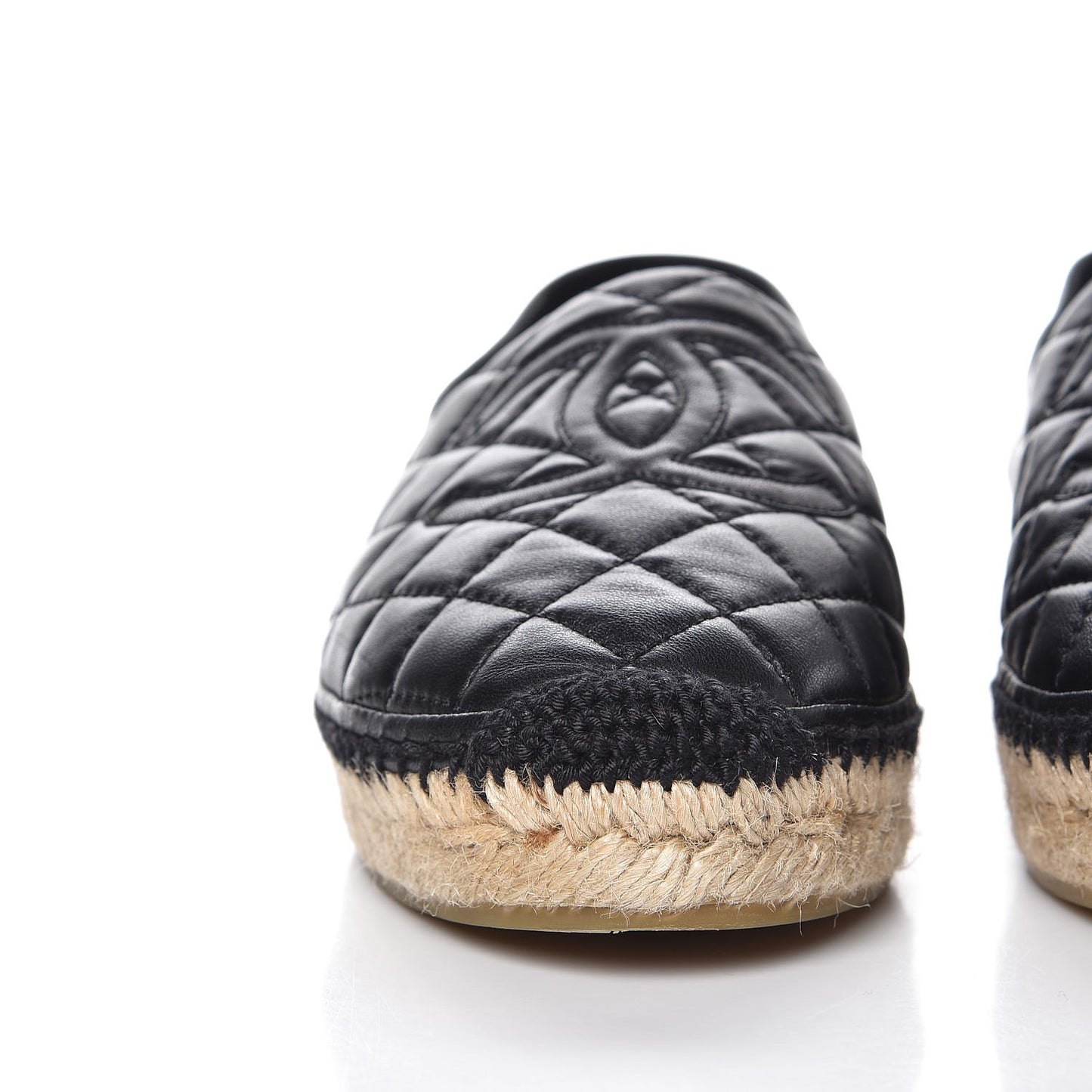 Lambskin Quilted CC Espadrilles 38 Black