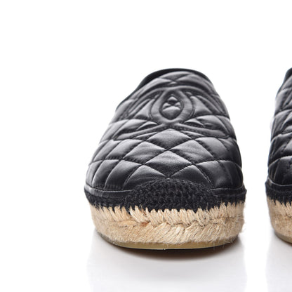 Chanel Lambskin Quilted CC Espadrilles 38 Black 10 of 11