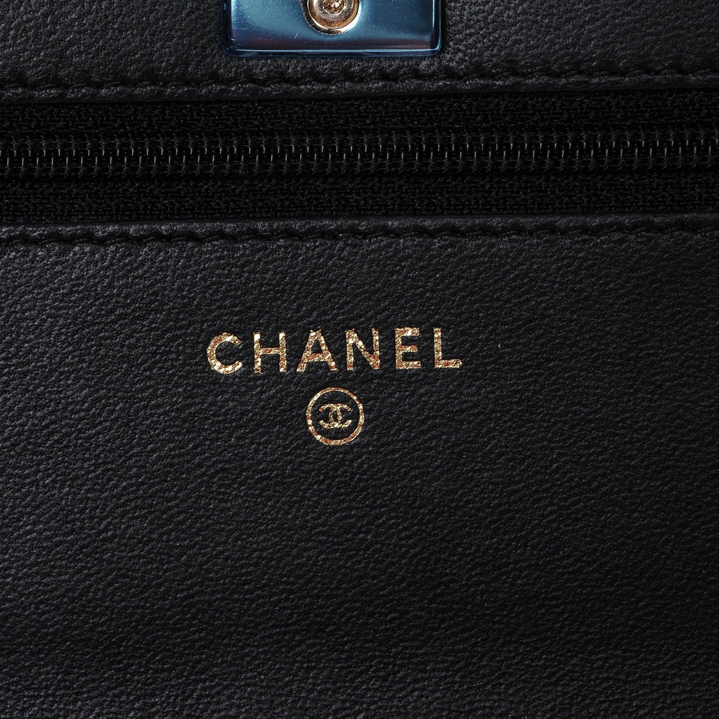 Lambskin Quilted Trendy CC Wallet On Chain WOC Black