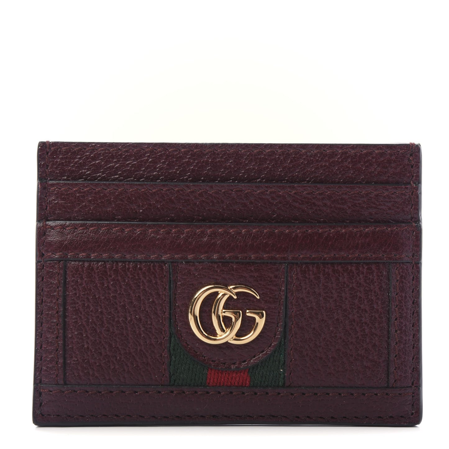 Calfskin Web GG Ophidia Card Holder Vintage Bordeaux