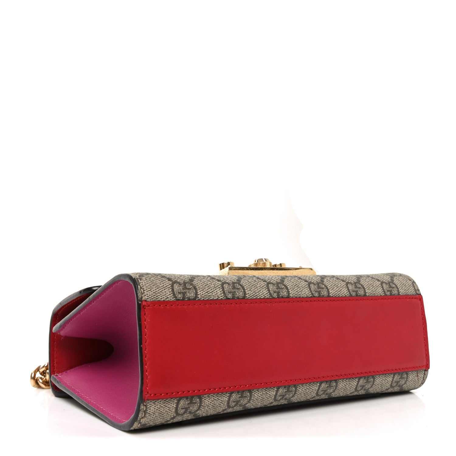 Gucci GG Supreme Monogram Calfskin Small Padlock Shoulder Bag Beige Hibiscus Red New Rosette 4 of 11