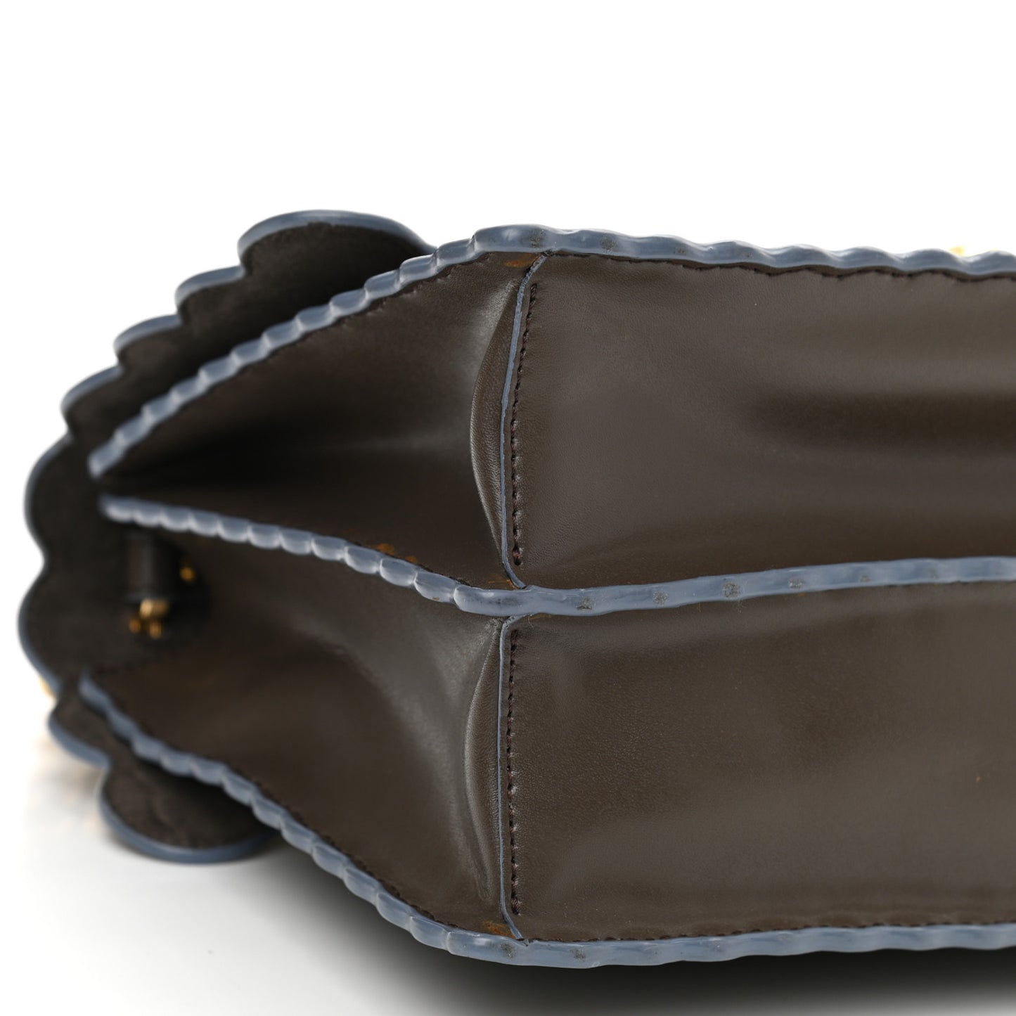 Vitello Liberty Scalloped Studded Kan I Shoulder Bag Carbone