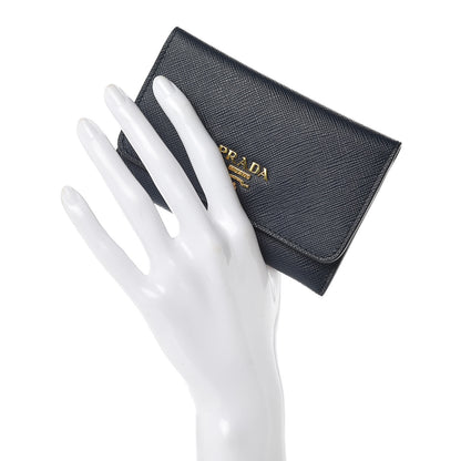 Prada Saffiano Metal Flap Wallet Baltico 2 of 8