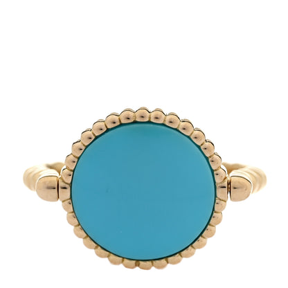 Christian Dior 18K Yellow Gold Diamond Turquoise Rose Des Vents Ring 50 5.25 3 of 5
