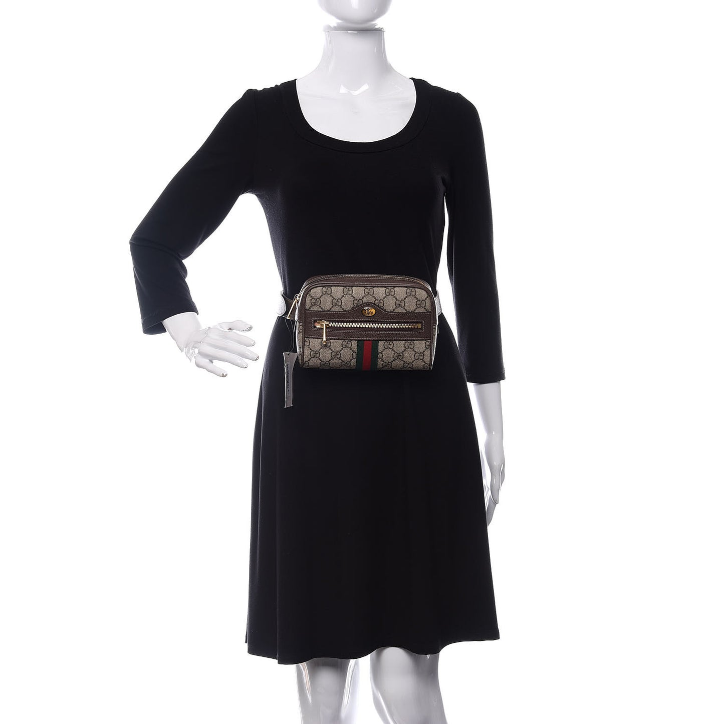 GG Supreme Monogram Web Small Ophidia Belt Bag 75 30 Dark Brown
