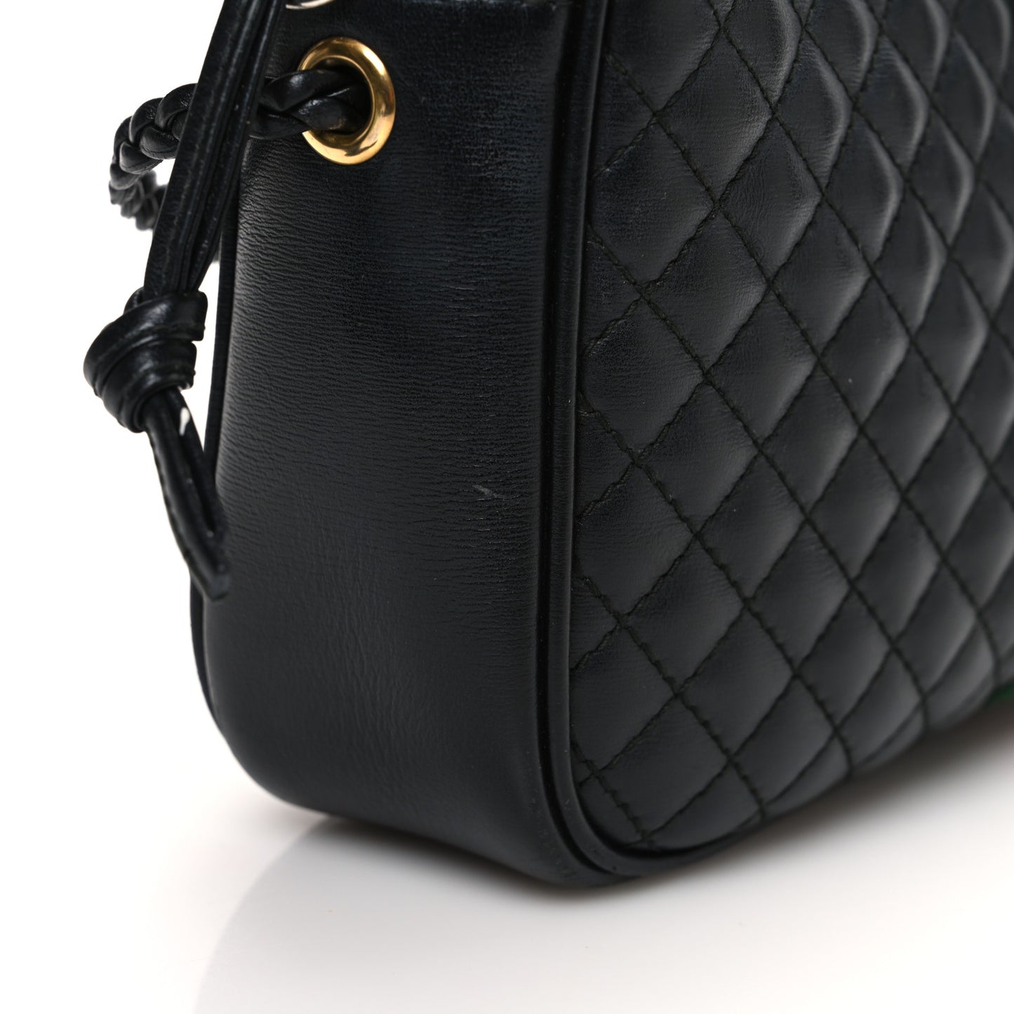 Calfskin Web Trapuntata Small GG Shoulder Bag Black
