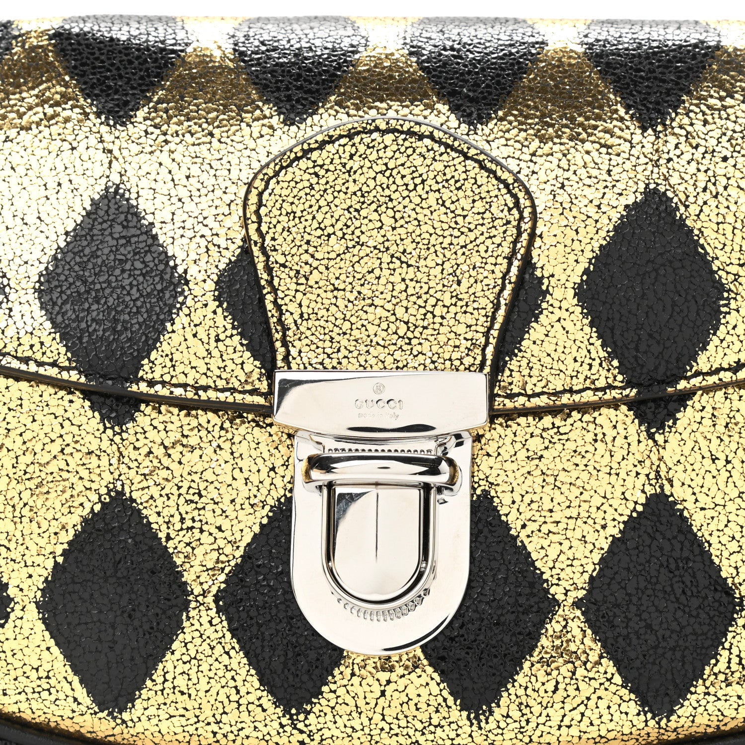 Gucci Metallic Cracked Calfskin Belt Bag Gold Black 8 of 11
