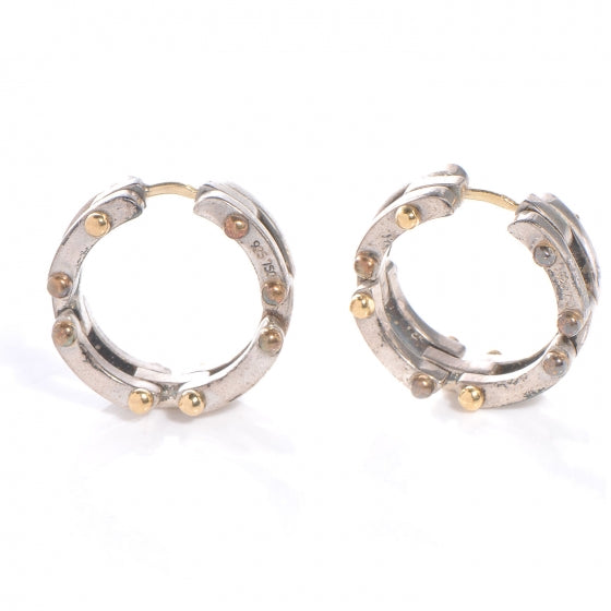 Sterling Silver 18K Yellow Gold Gatelink Hoop Earrings
