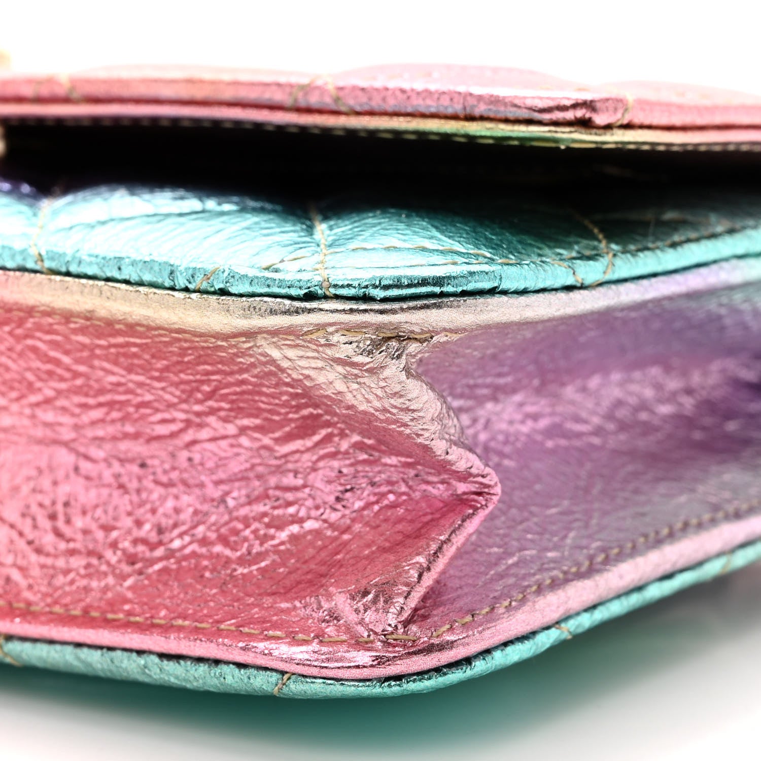 Chanel Metallic Goatskin Quilted 2.55 Reissue Wallet on Chain WOC Multicolor 11 of 12