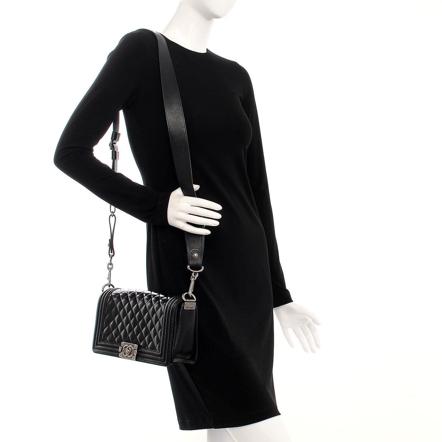 Chanel Patent Calfskin Quilted Medium Boy Flap Black 2 of 10