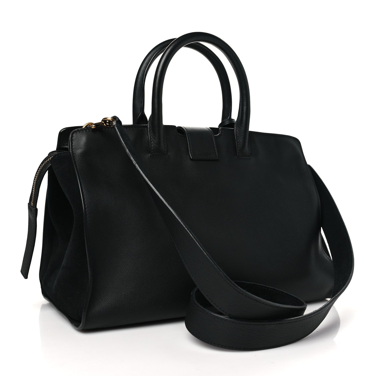 Saint Laurent Calfskin Suede Small Monogram Downtown Cabas Black 3 of 10