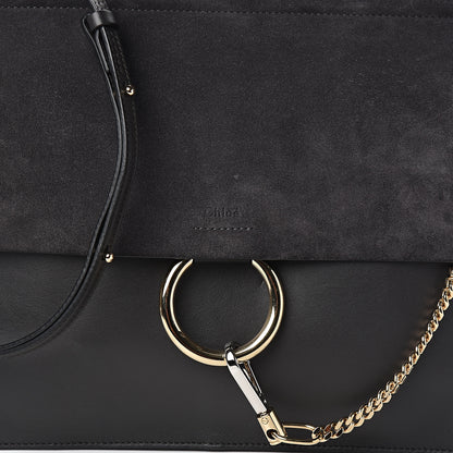 Chloe Suede Calfskin Medium Faye Shoulder Bag Carbon Grey 9 of 9