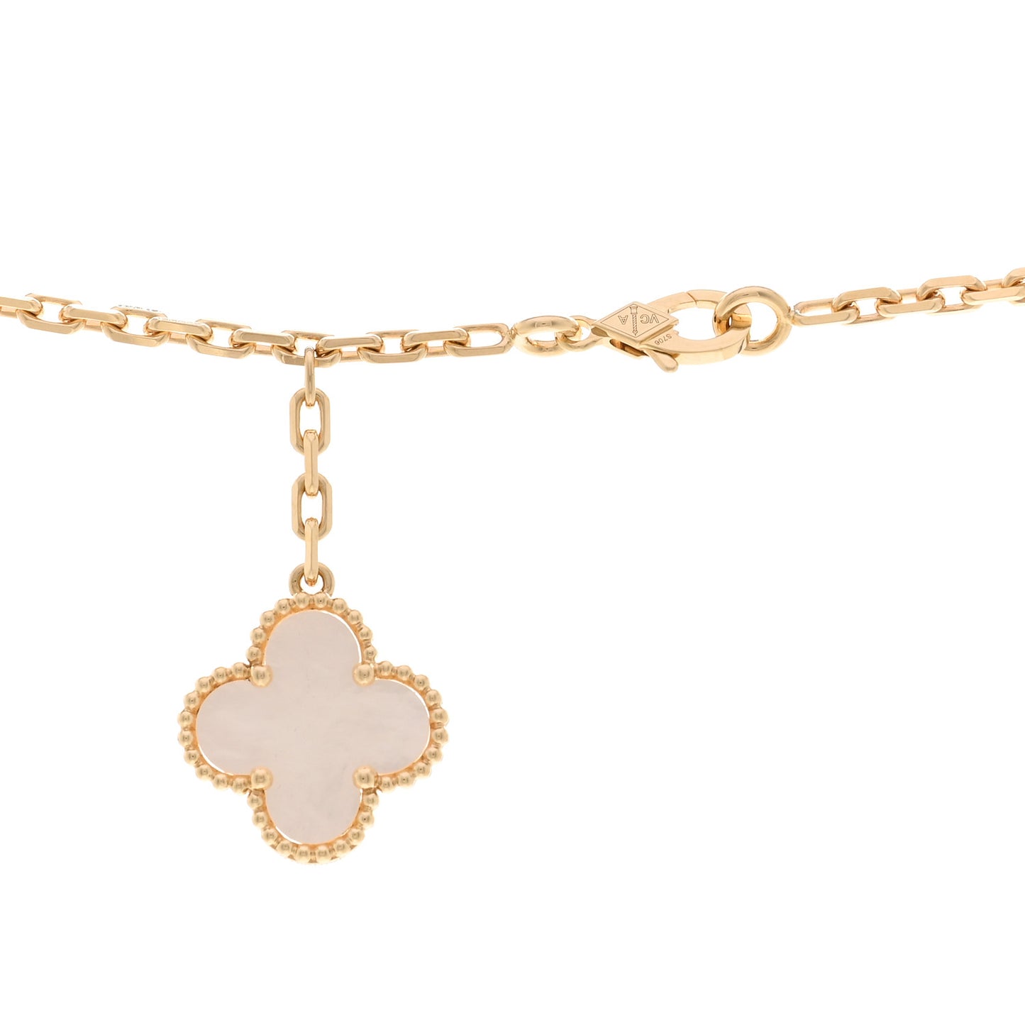 18K Yellow Gold Mother of Pearl Onyx 6 Motifs Magic Alhambra Necklace