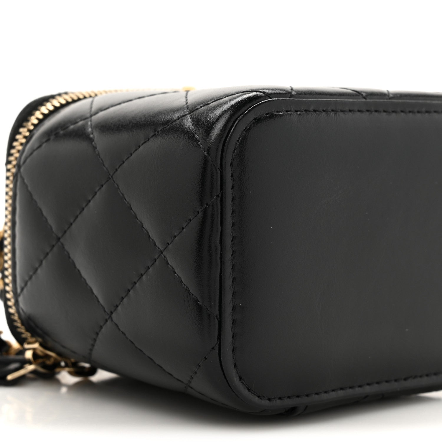 Chanel Calfskin Quilted Mini Perfect Fit Vanity Case With Chain Black 10 of 11