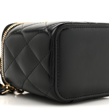 Chanel Calfskin Quilted Mini Perfect Fit Vanity Case With Chain Black 10 of 11