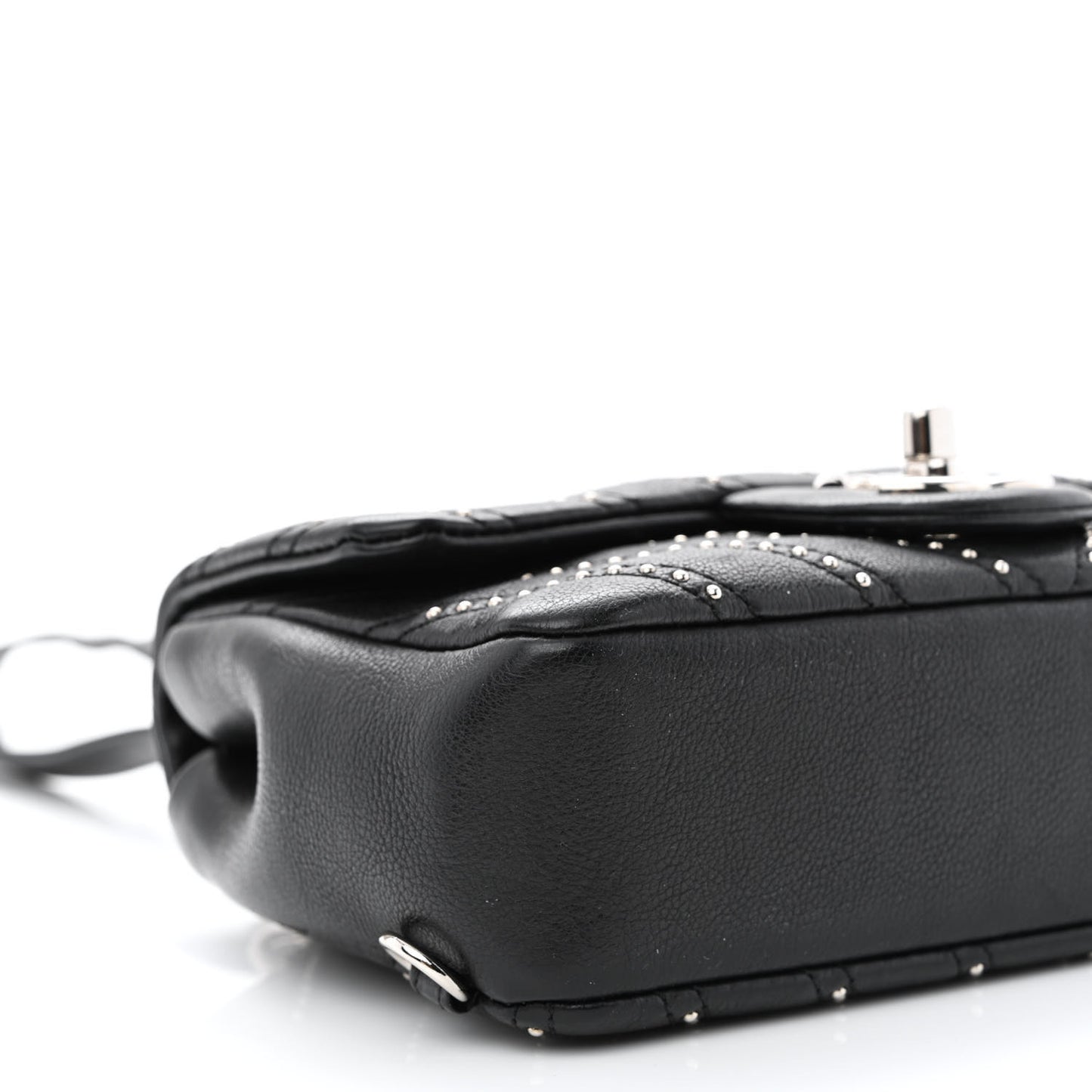 Calfskin Studded Chevron Stud Wars Waist Bag Black