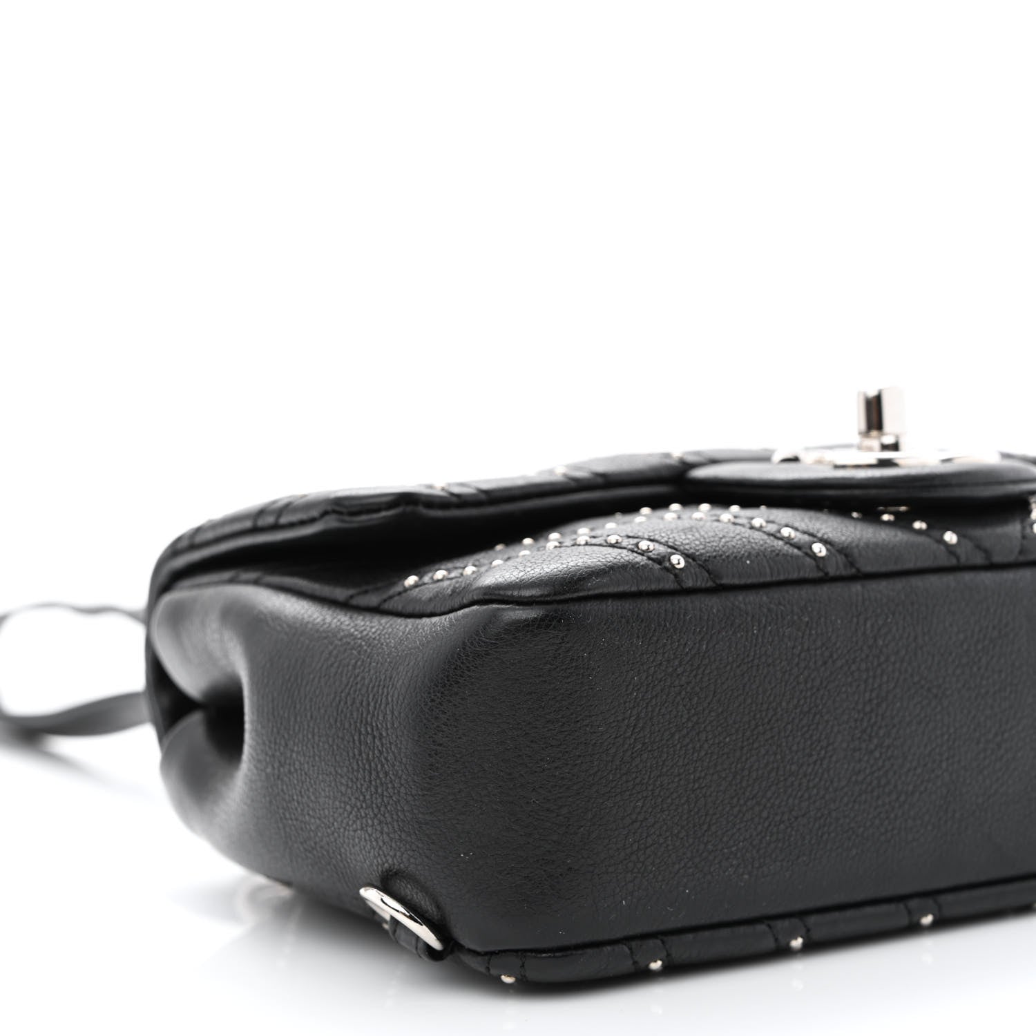 Chanel Calfskin Studded Chevron Stud Wars Waist Bag Black 9 of 10