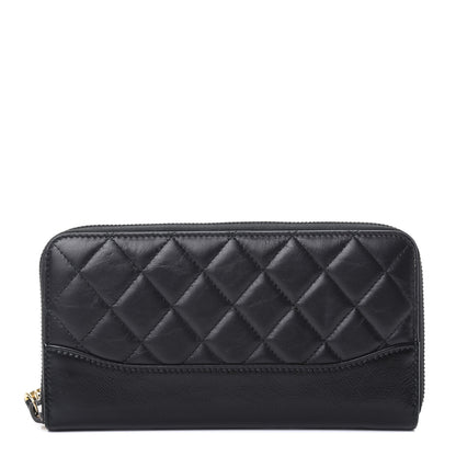 Chanel Aged Calfskin Quilted Small Gabrielle Zip Around Wallet Black 1 of 8