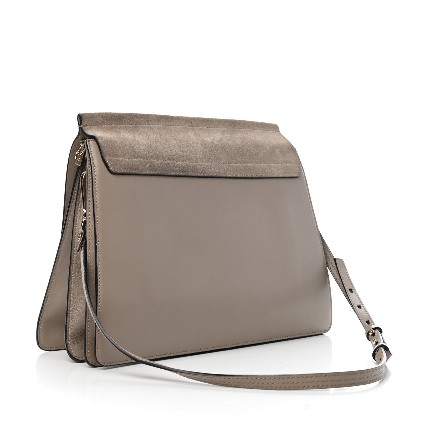 Calfskin Suede Medium Faye Shoulder Bag Motty Grey