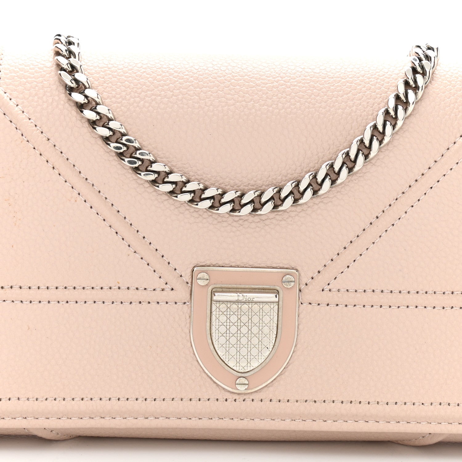 Christian Dior Grained Calfskin Diorama Wallet on Chain Pouch Rose Poudre 8 of 14