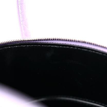 Balenciaga Shiny Calfskin Logo Crocodile Embossed S Ville Top Handle Bag Lilac White 9 of 11