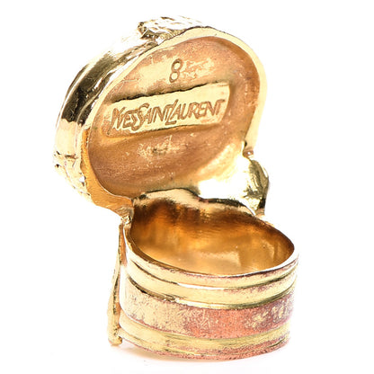 Saint Laurent Glass Cabochon Arty Ovale Ring 8 Gold Lapis 3 of 6