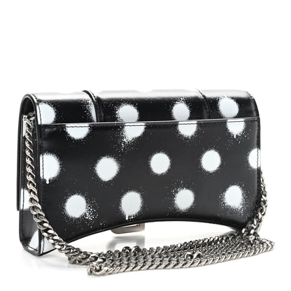Balenciaga Shiny Box Calfskin Polka Dot Hourglass Chain Bag Black White 3 of 9
