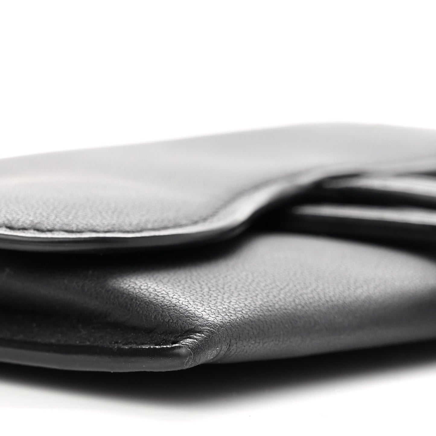 Ultra Matte Calfskin Nano Saddle Chain Pouch Black