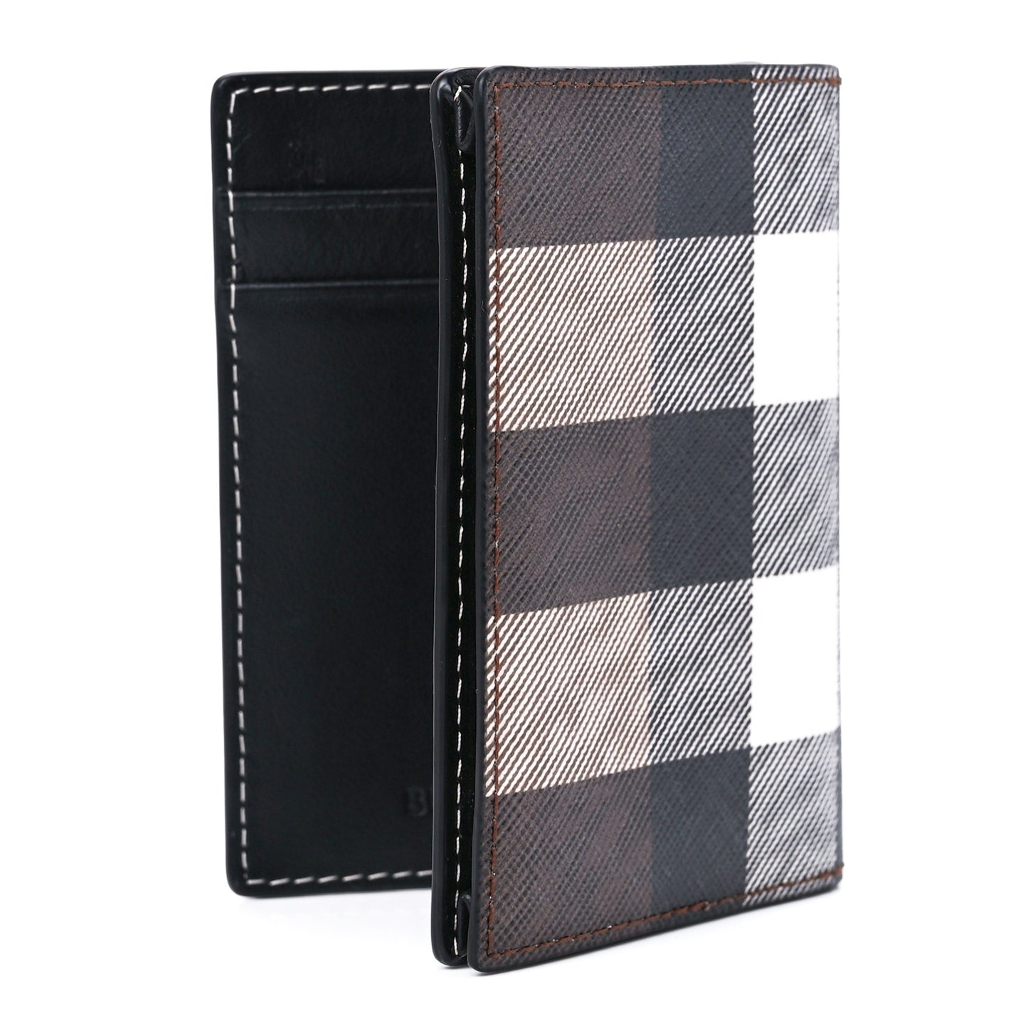 E-Canvas Check Folding Card Case Dark Birch Brown