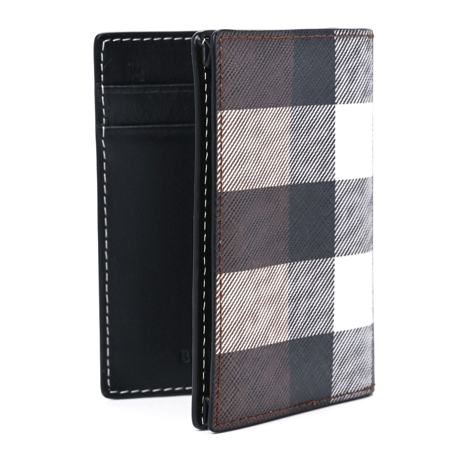 Burberry E-Canvas Check Folding Card Case Dark Birch Brown 3 of 15