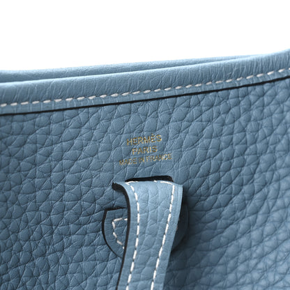 Hermes Taurillon Clemence Evelyne TPM New Blue Jean 6 of 11